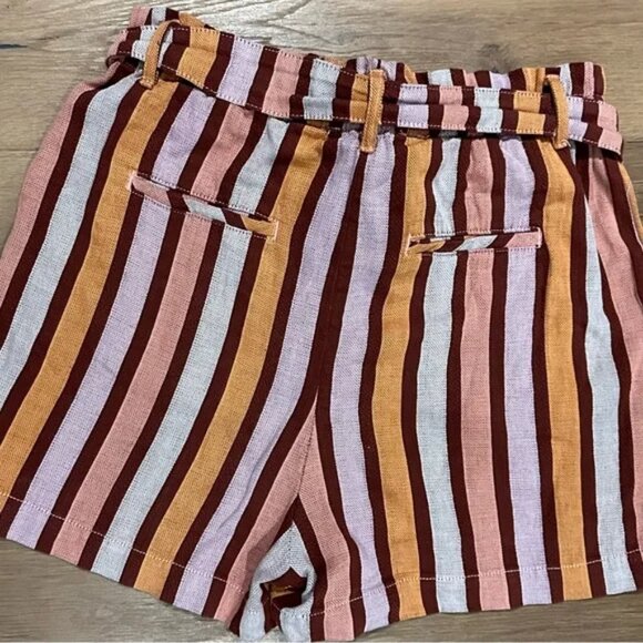 Anthropologie Paper Bag High Waisted Stripe Shorts with Removable Belt - Picture 5 of 6